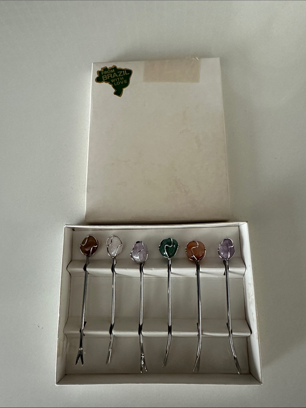 ESTILO VINTAGE GEMSTONE COCKTAIL FORKS SET OF SIX